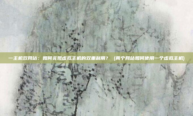 一主机双网站:如何实现虚拟主机的双重利用? (两个网站如何使用一个虚拟主机)