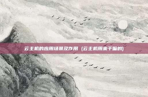 云主机的应用场景及作用 (云主机用来干嘛的)