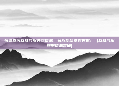 快速查询互联网服务器信息，获取你想要的数据！ (互联网服务器信息查询)