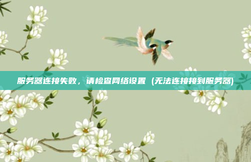 服务器连接失败,请检查网络设置 (无法连接接到服务器)
