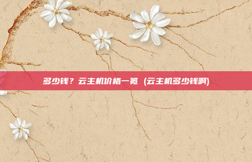 多少钱？云主机价格一览 (云主机多少钱啊)