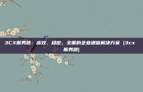 3CX服务器:高效、稳定、全面的企业通信解决方案 (3cx 服务器)
