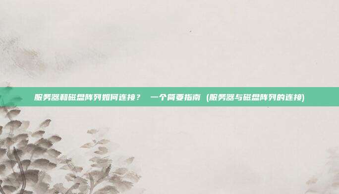 服务器和磁盘阵列如何连接？ 一个简要指南 (服务器与磁盘阵列的连接)