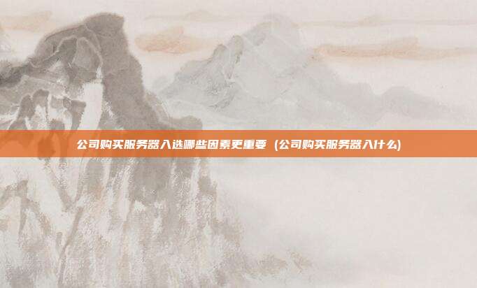 公司购买服务器入选哪些因素更重要 (公司购买服务器入什么)