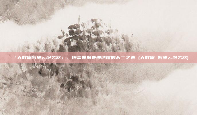 「大数据阿里云服务器」:提高数据处理速度的不二之选 (大数据 阿里云服务器)