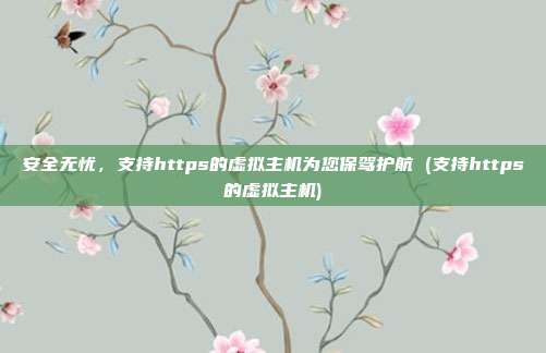 安全无忧,支持https的虚拟主机为您保驾护航 (支持https的虚拟主机)