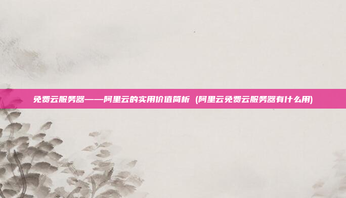 免费云服务器——阿里云的实用价值简析 (阿里云免费云服务器有什么用)