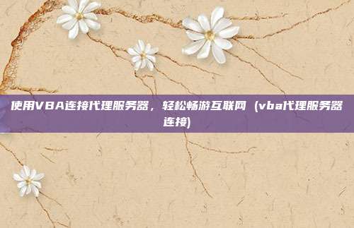 使用VBA连接代理服务器,轻松畅游互联网 (vba代理服务器连接)