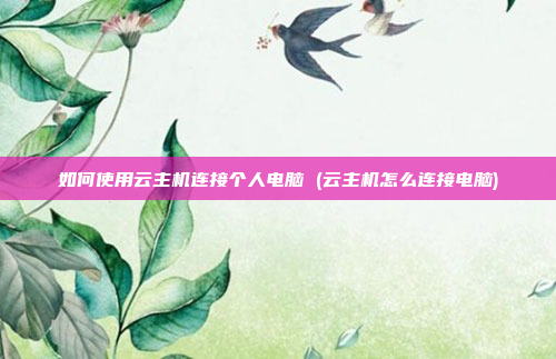 如何使用云主机连接个人电脑 (云主机怎么连接电脑)