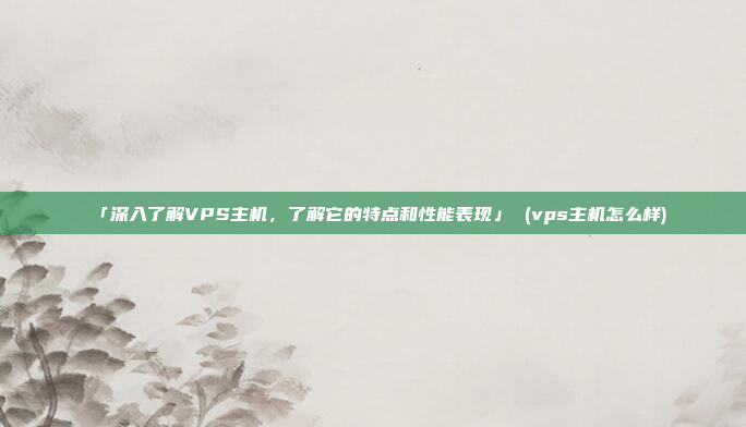 「深入了解VPS主机,了解它的特点和性能表现」 (vps主机怎么样)