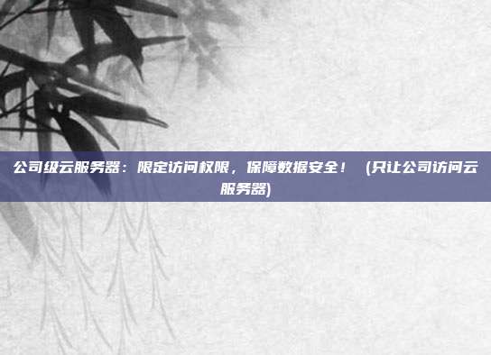 公司级云服务器:限定访问权限,保障数据安全! (只让公司访问云服务器)