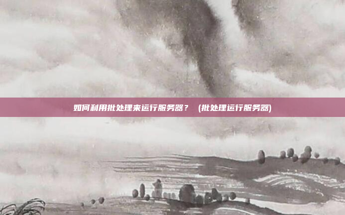 如何利用批处理来运行服务器? (批处理运行服务器)
