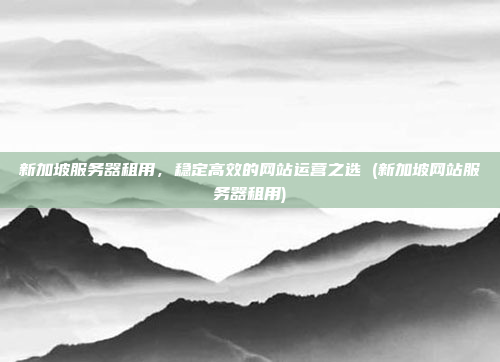 新加坡服务器租用,稳定高效的网站运营之选 (新加坡网站服务器租用)