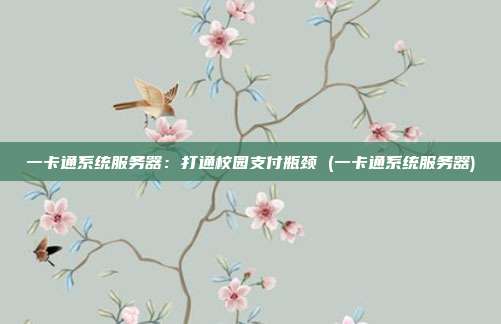 一卡通系统服务器:打通校园支付瓶颈 (一卡通系统服务器)