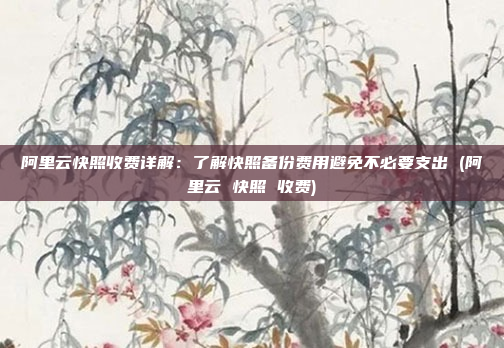 阿里云快照收费详解:了解快照备份费用避免不必要支出 (阿里云 快照 收费)