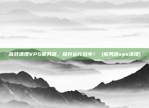 高效清理VPS服务器,提升运行效率! (服务器vps清理)