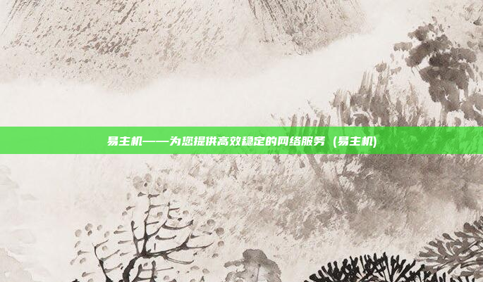 易主机——为您提供高效稳定的网络服务 (易主机)