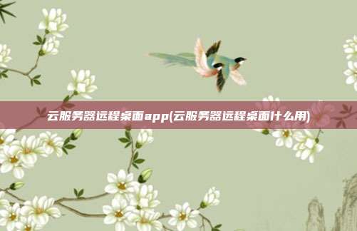 云服务器远程桌面app(云服务器远程桌面什么用)