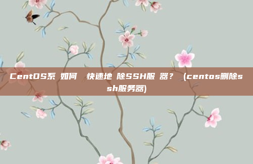 CentOS系統如何輕鬆快速地刪除SSH服務器? (centos删除ssh服务器)