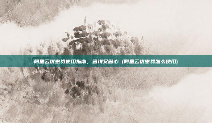 阿里云优惠券使用指南,省钱又省心 (阿里云优惠券怎么使用)