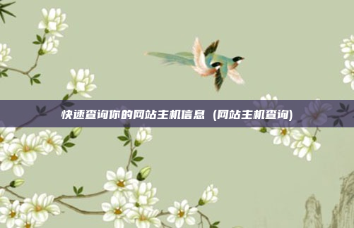 快速查询你的网站主机信息 (网站主机查询)