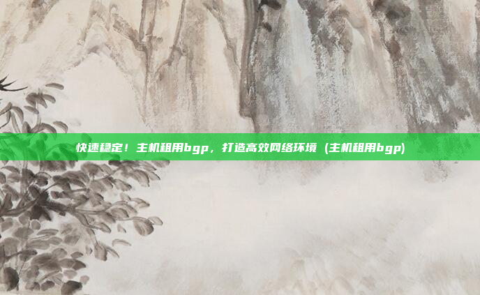 快速稳定！主机租用bgp，打造高效网络环境 (主机租用bgp)