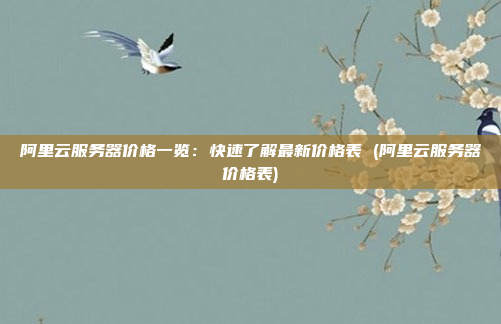 阿里云服务器价格一览：快速了解最新价格表 (阿里云服务器价格表)