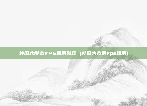 外国大带宽VPS租用教程 (外国大宽带vps租用)