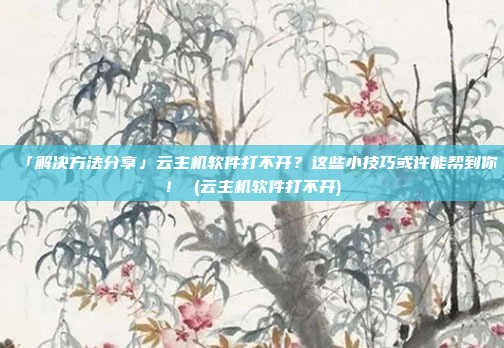 「解决方法分享」云主机软件打不开?这些小技巧或许能帮到你! (云主机软件打不开)