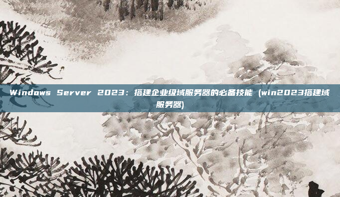 Windows Server 2023:搭建企业级域服务器的必备技能 (win2023搭建域服务器)