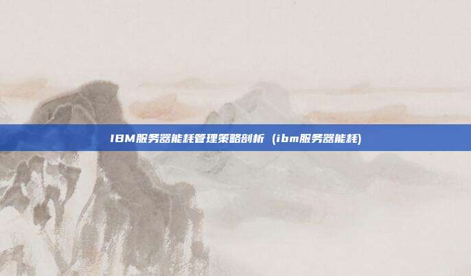 IBM服务器能耗管理策略剖析 (ibm服务器能耗)