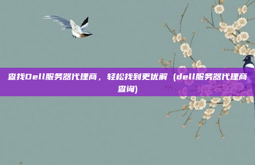 查找Dell服务器代理商,轻松找到更优解 (dell服务器代理商查询)