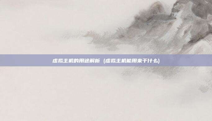 虚拟主机的用途解析 (虚拟主机能用来干什么)