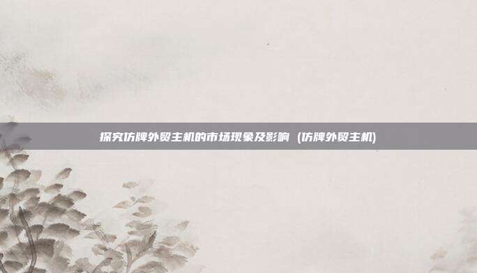 探究仿牌外贸主机的市场现象及影响 (仿牌外贸主机)