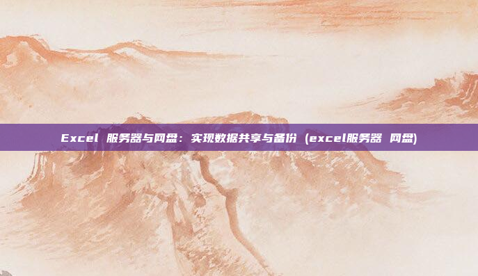 Excel 服务器与网盘：实现数据共享与备份 (excel服务器 网盘)