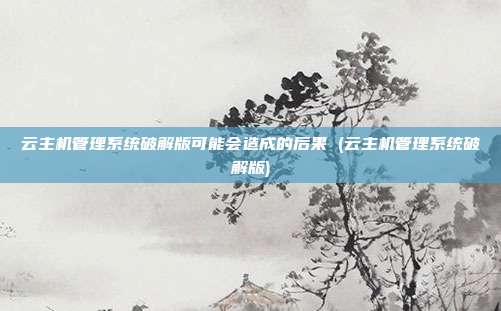 云主机管理系统破解版可能会造成的后果 (云主机管理系统破解版)