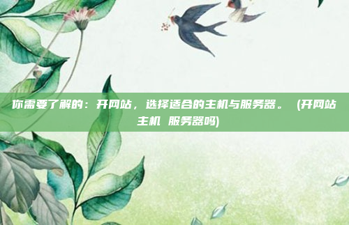 你需要了解的:开网站,选择适合的主机与服务器。 (开网站 主机 服务器吗)