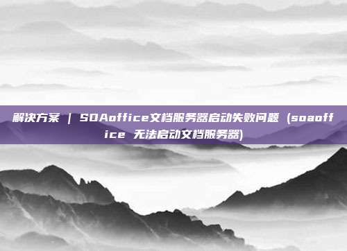解决方案 | SOAoffice文档服务器启动失败问题 (soaoffice 无法启动文档服务器)