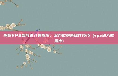 探秘VPS如何进入数据库，全方位解析操作技巧 (vps进入数据库)