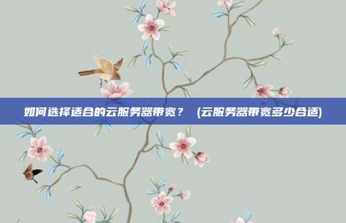 如何选择适合的云服务器带宽？ (云服务器带宽多少合适)