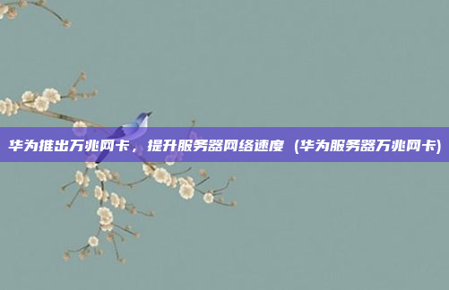 华为推出万兆网卡,提升服务器网络速度 (华为服务器万兆网卡)