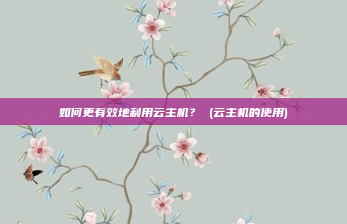 如何更有效地利用云主机? (云主机的使用)