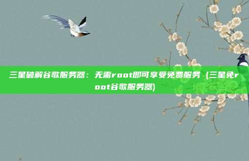 三星破解谷歌服务器:无需root即可享受免费服务 (三星免root谷歌服务器)