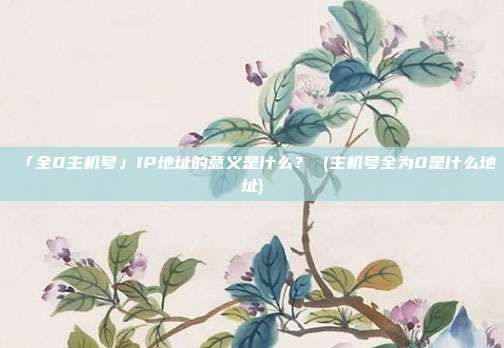 「全0主机号」IP地址的意义是什么? (主机号全为0是什么地址)