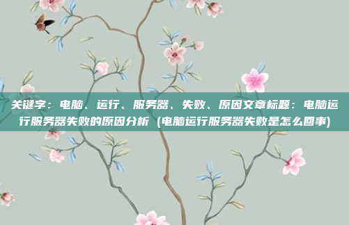 关键字：电脑、运行、服务器、失败、原因文章标题：电脑运行服务器失败的原因分析 (电脑运行服务器失败是怎么回事)