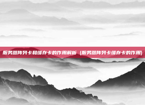 服务器阵列卡和缓存卡的作用解析 (服务器阵列卡缓存卡的作用)
