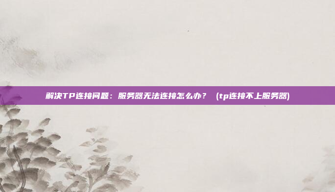 解决TP连接问题：服务器无法连接怎么办？ (tp连接不上服务器)