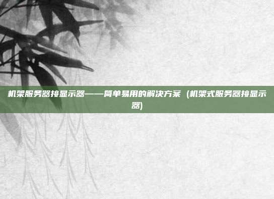 机架服务器接显示器——简单易用的解决方案 (机架式服务器接显示器)
