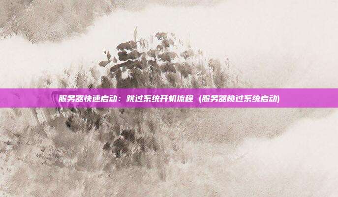 服务器快速启动：跳过系统开机流程 (服务器跳过系统启动)
