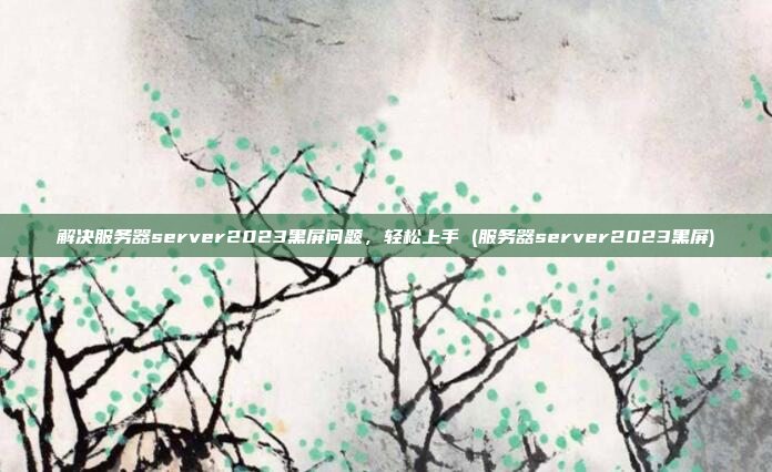 解决服务器server2023黑屏问题,轻松上手 (服务器server2023黑屏)